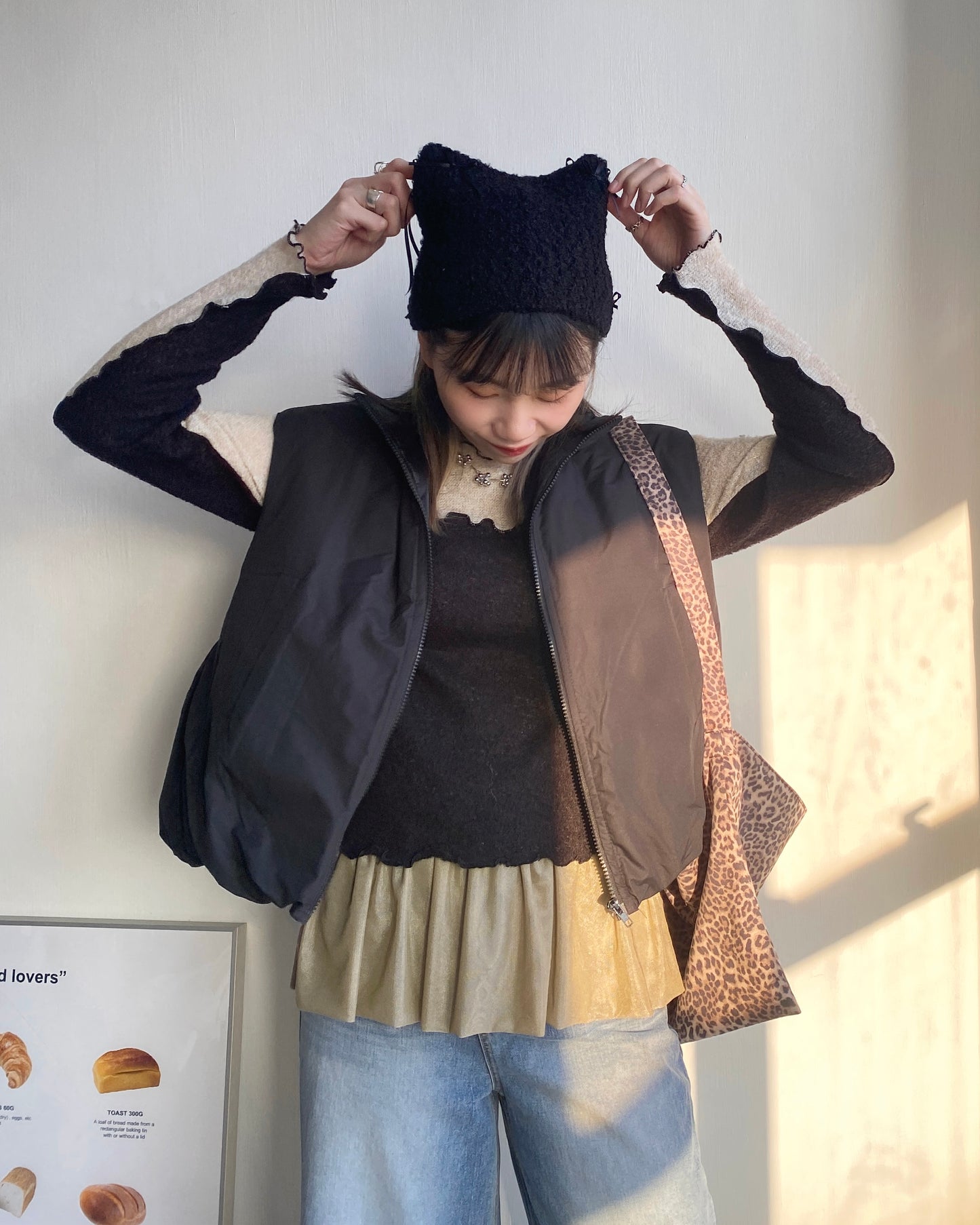 現貨 KA304 Ribbon Cat Hat - Ivory | Gray | Black