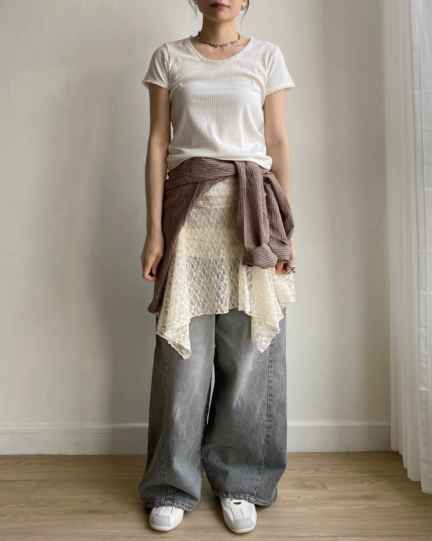 SK188 Lace Skirt - Ivory | Gray