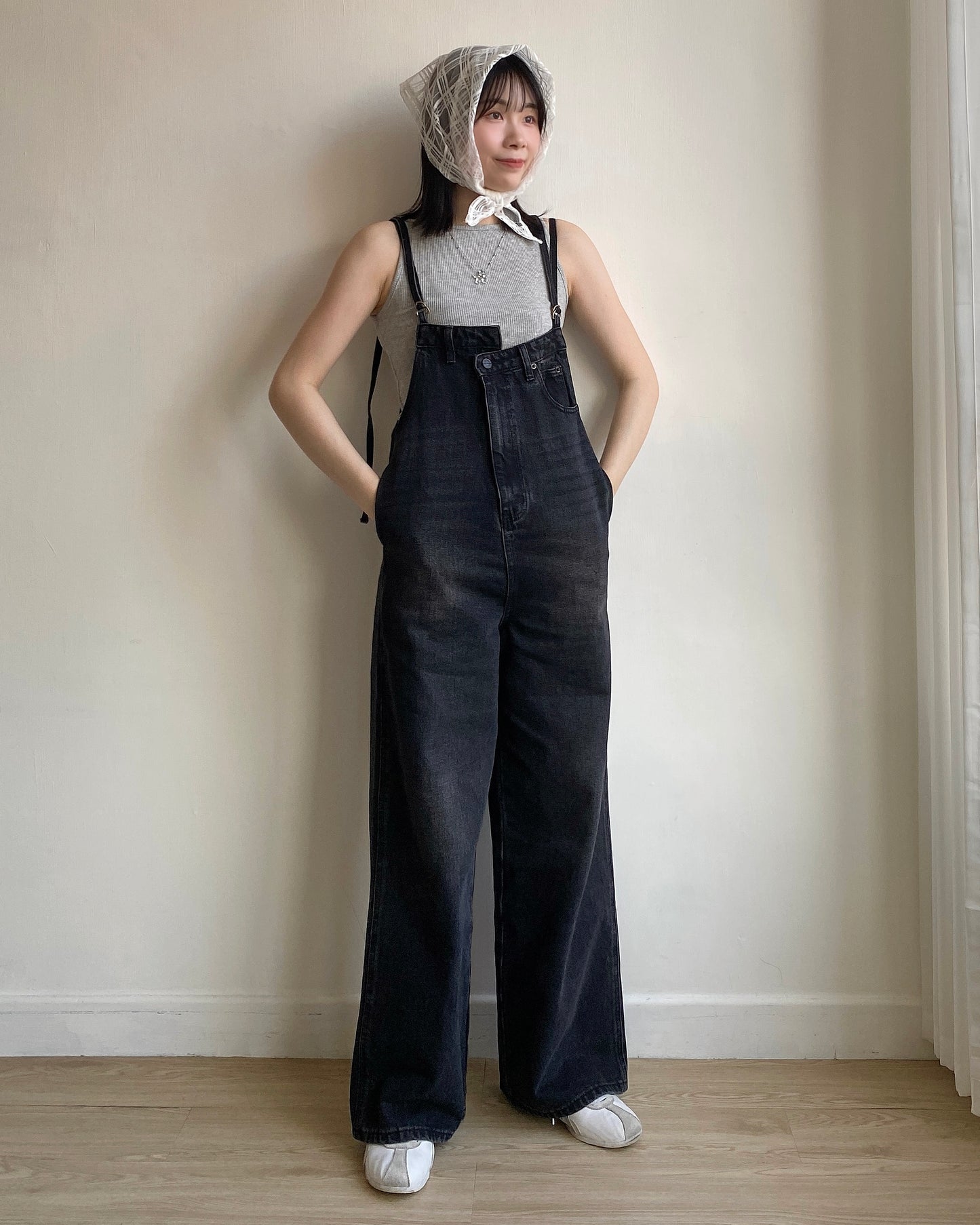 DS275 Unbalanced Overalls Denim Pants