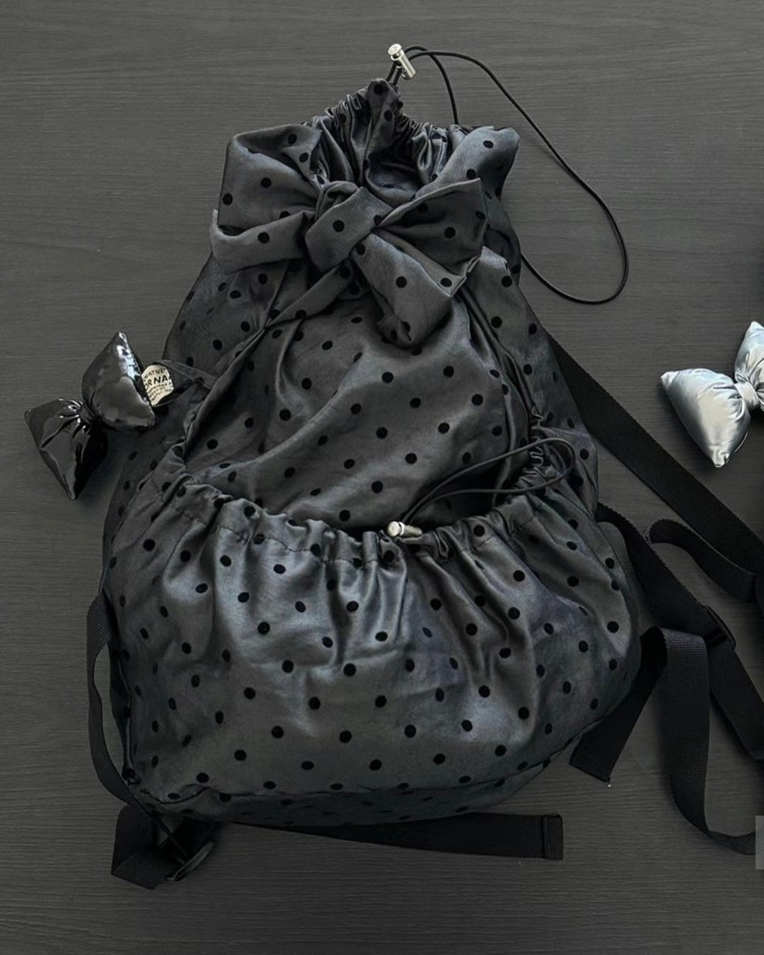 BG032 Polka Dot Backpack - Navy | Drak Gray