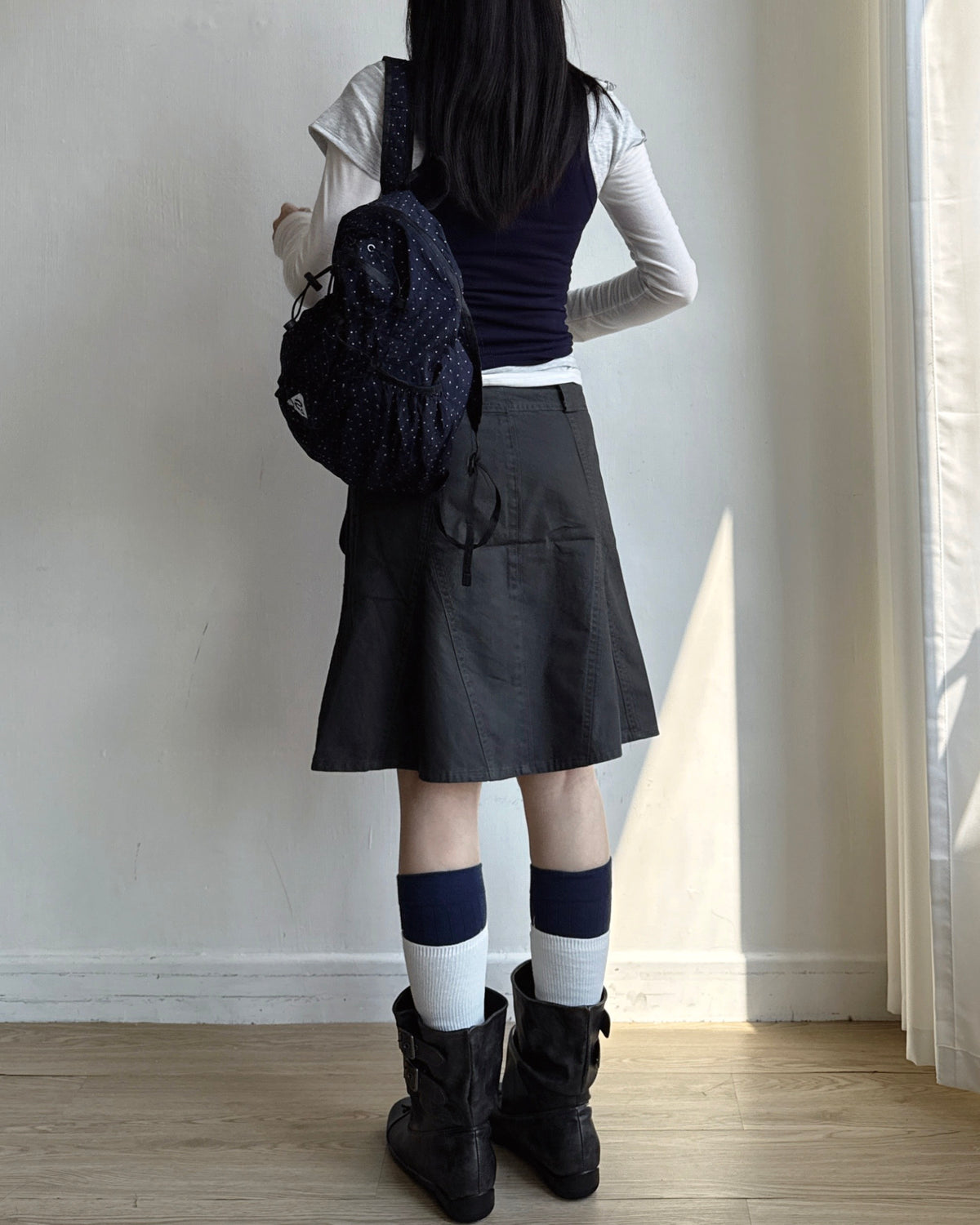 SK231 Cargo Pocket Skirt - Khaki | Black
