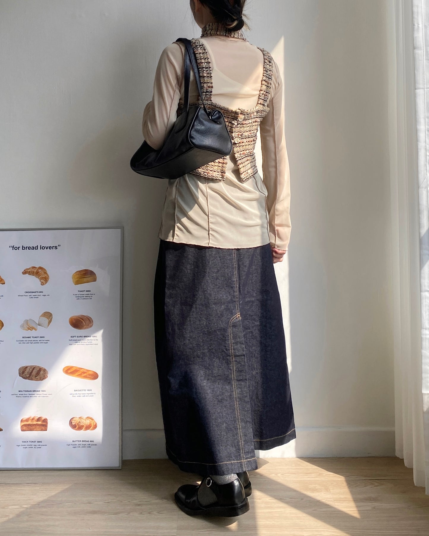 BG029 PU Leather Shoulder Bag - Ivory | Black