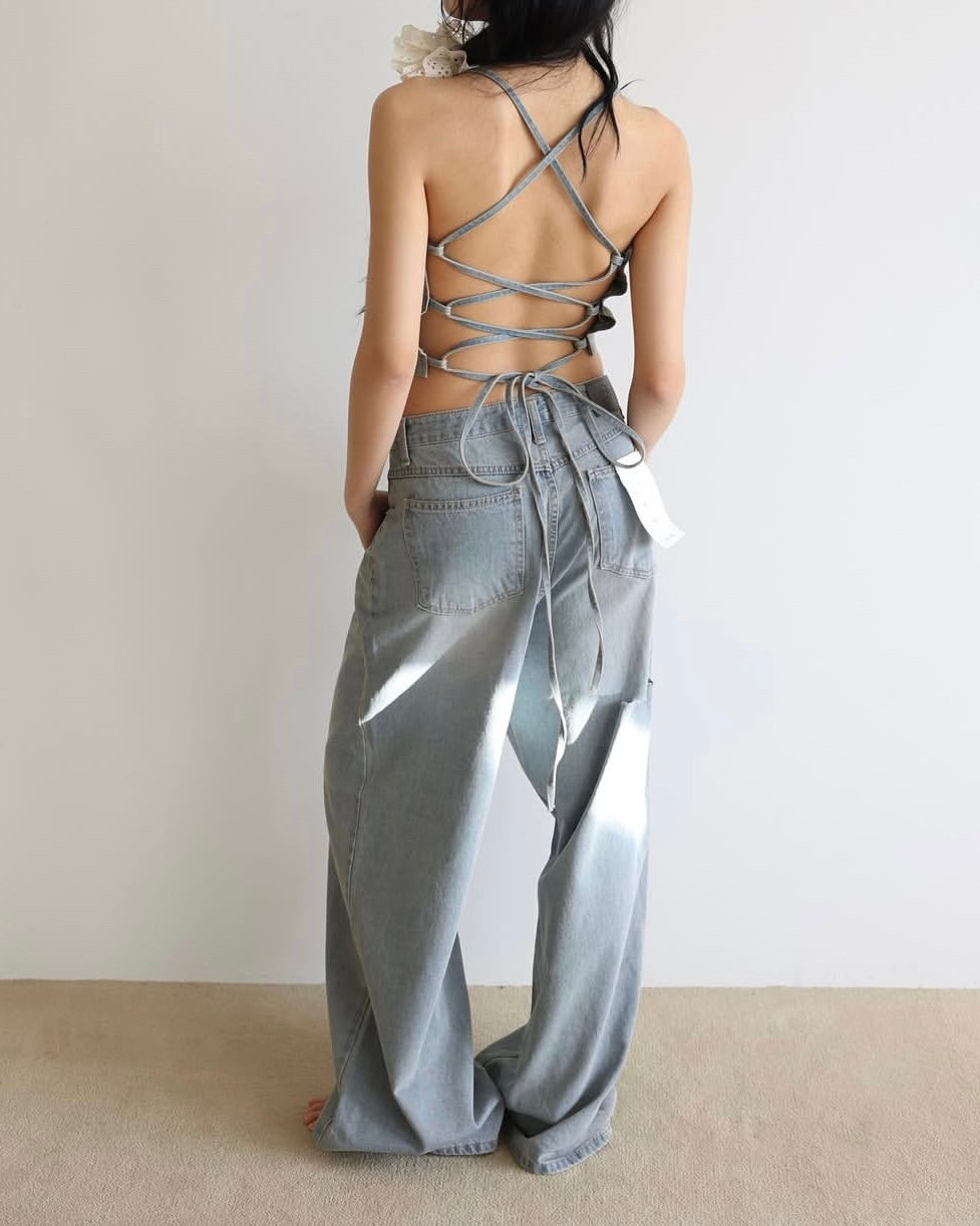 VT253 Denim Strap Camisole - Light Blue | Navy