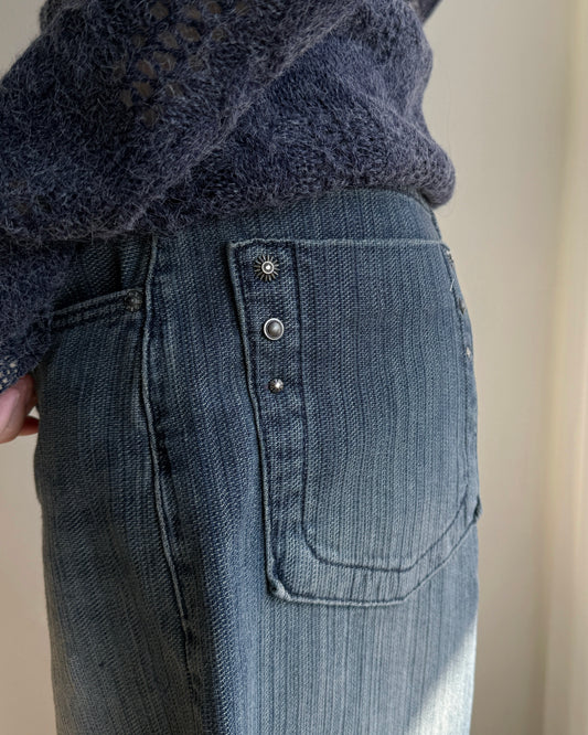 JN063 [ OOTJ ] Vintage Mid-Wash Wide Jeans