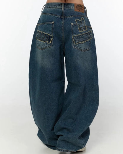 早鳥優惠🐰 JN069 Bunny Patchwork Banana Jeans