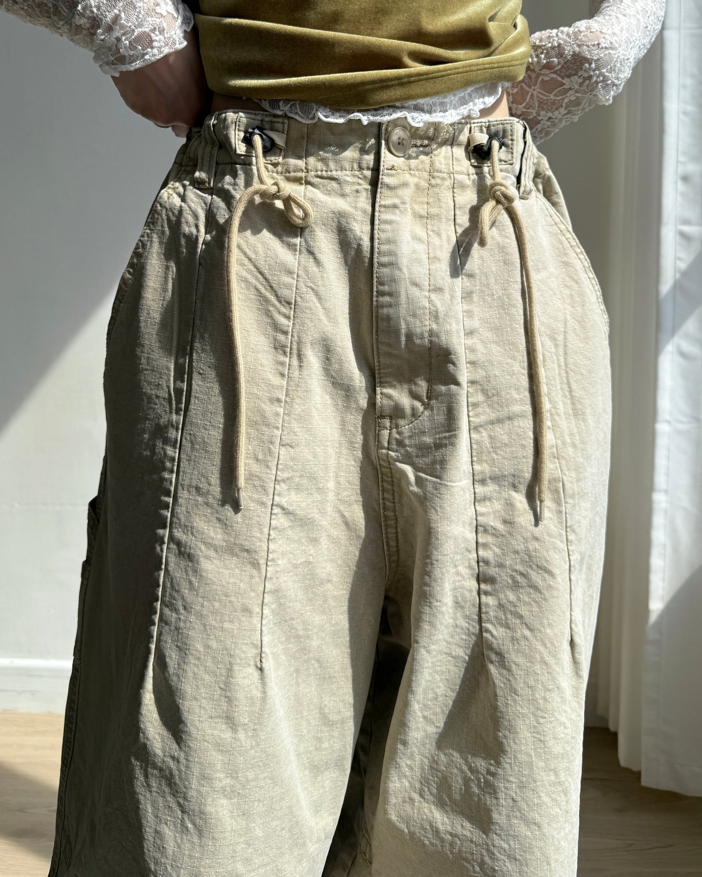 PT076 Ribbed Pants - Beige | Black