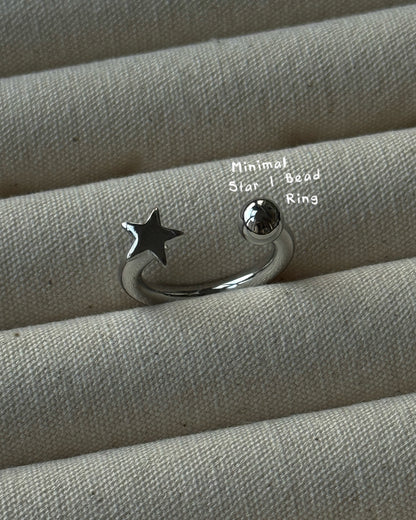 KA425 Minimal Star&Bead Ring