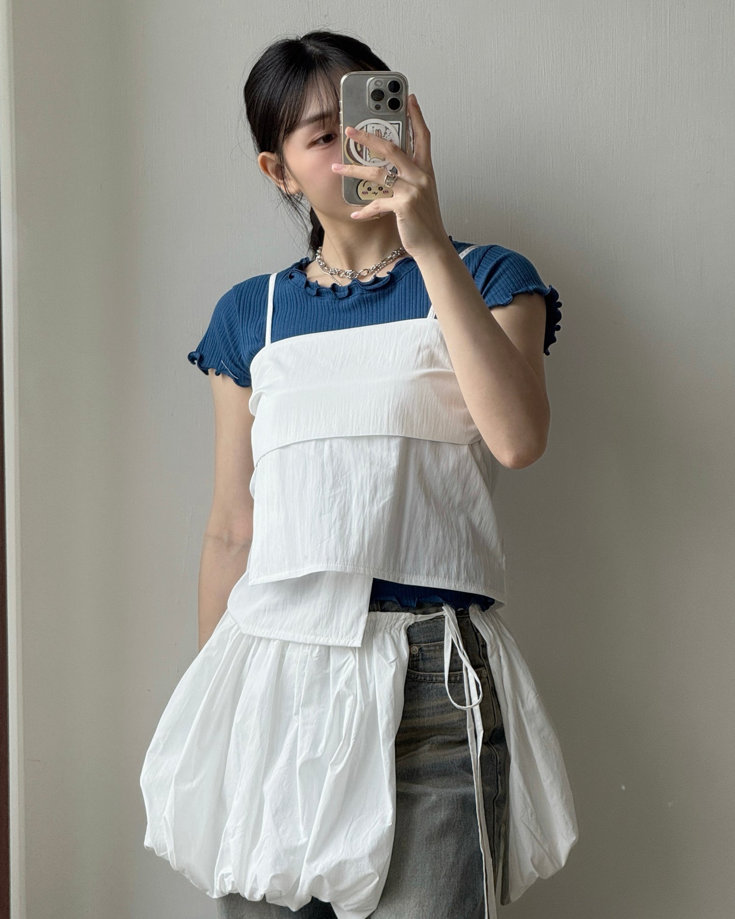SK221 Balloon Skirt - White | Black | Gray