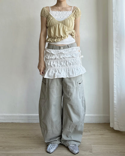 VT321 2way Shirred Layer Vest&Skirt - White | Black | Beige