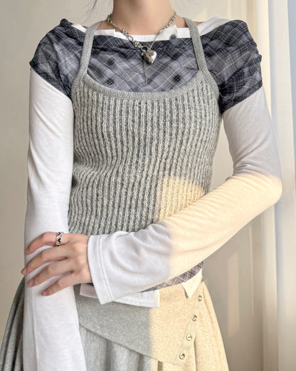 TP571 Button Top - Black | White