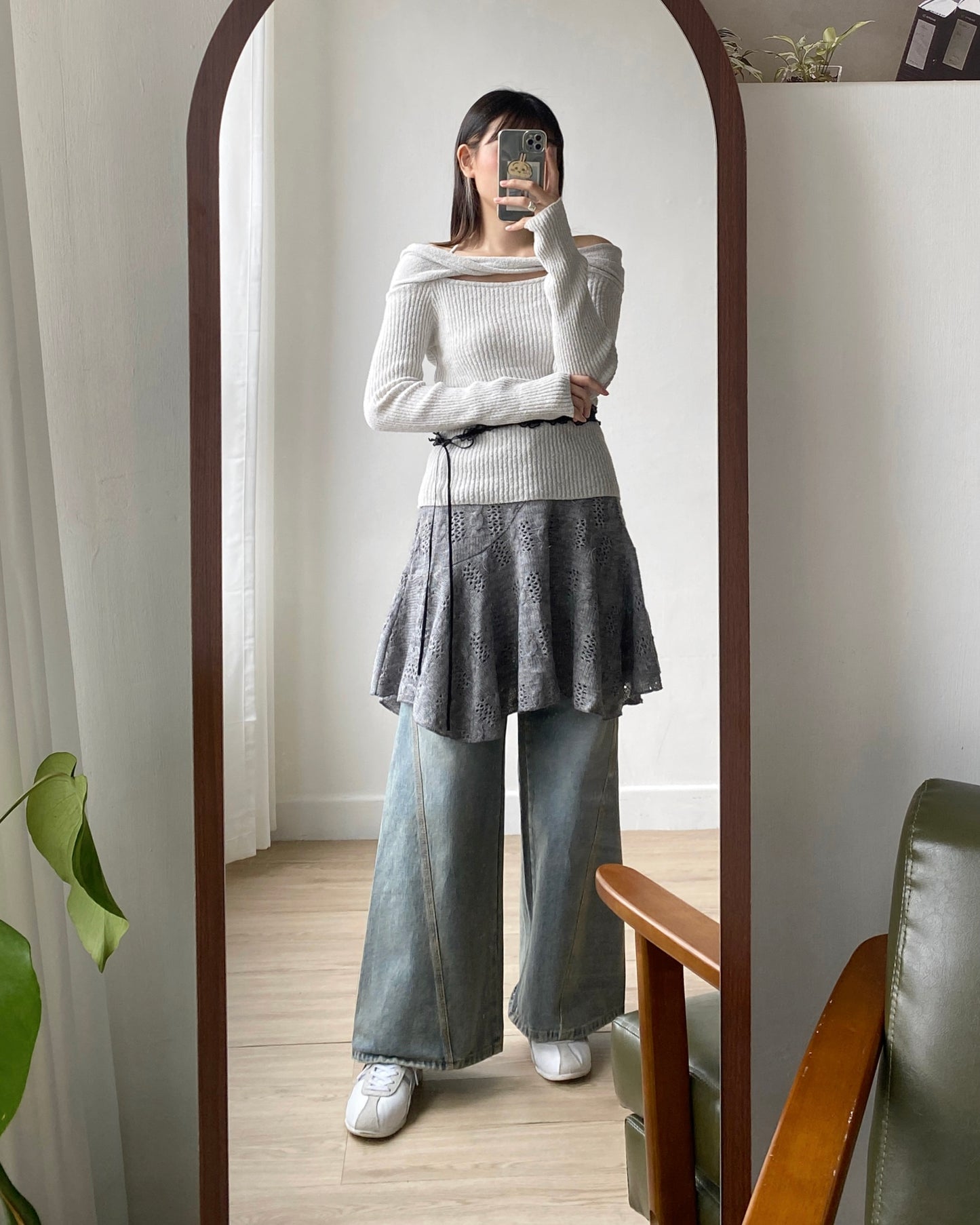 現貨 SK179 Twist Pattern 2Way Skirt - Ivory | Gray