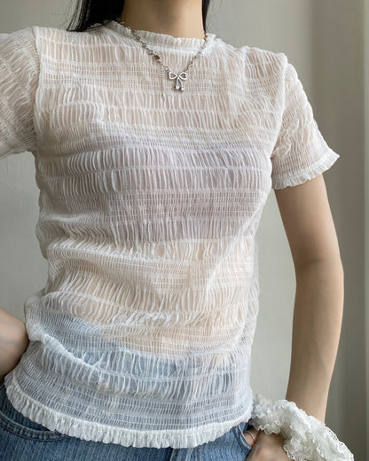 TP516 Sheer Top - White | Beige | Black