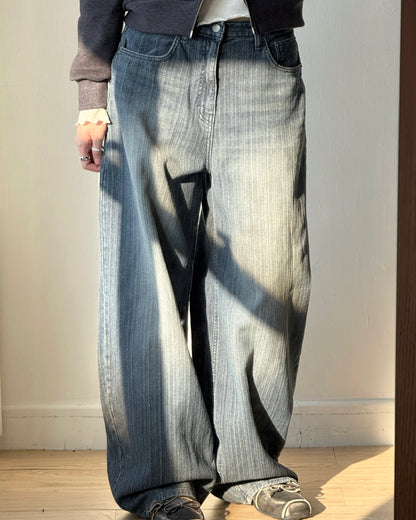 JN063 [ OOTJ ] Vintage Mid-Wash Wide Jeans