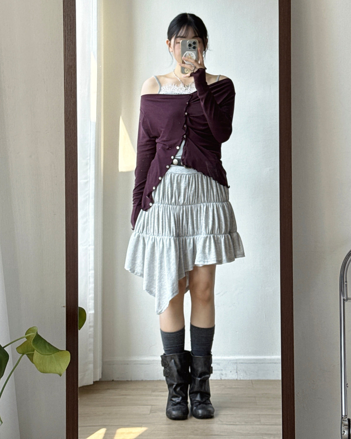 TP618 Button Cardigan - Red | Ivory | Plum | Charcoal | Black