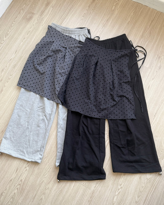 PT074 Polka Dot Warp Pants - Gray | Black