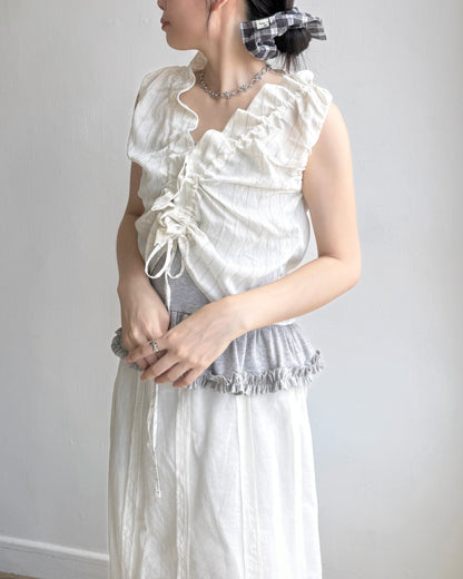 VT251 Sunny Vest Blouse - Ivory | Black