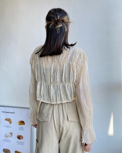 現貨 TP475 Ribbon 2Way Blouse - Ivory | Black