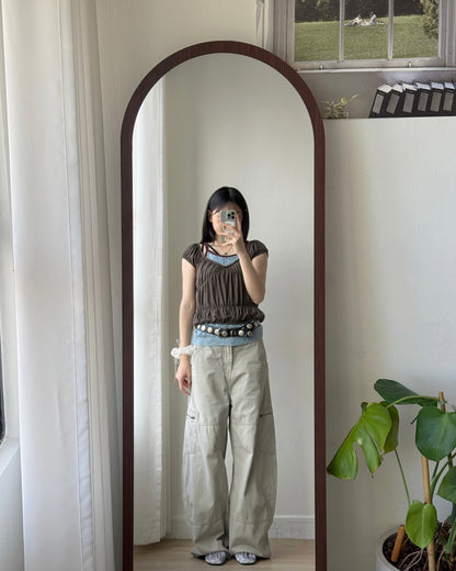 TP605 Shirred Top - Ivory | Butter | Brown