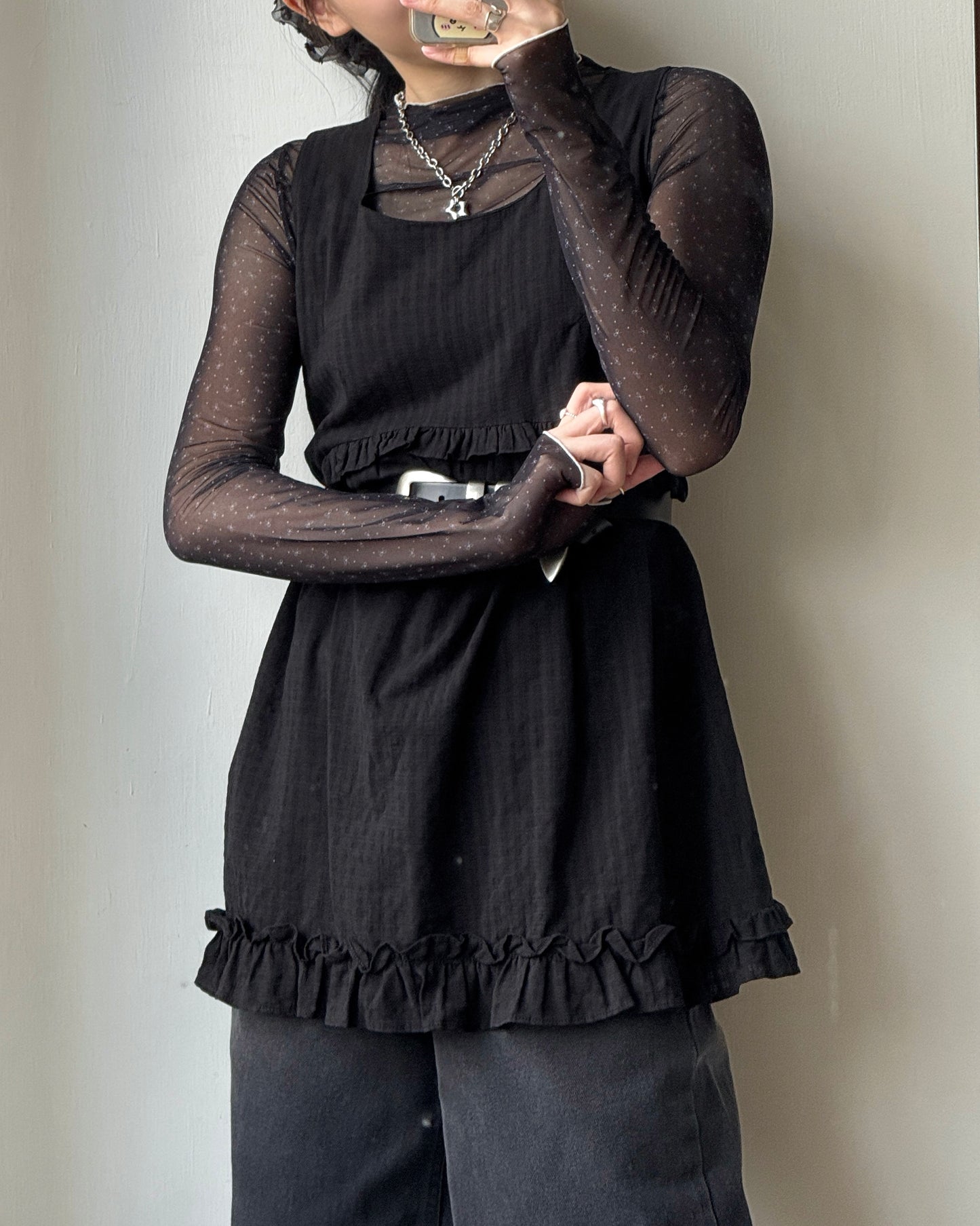 TP546 Ribbon Sheer Top - White | Pink | Black