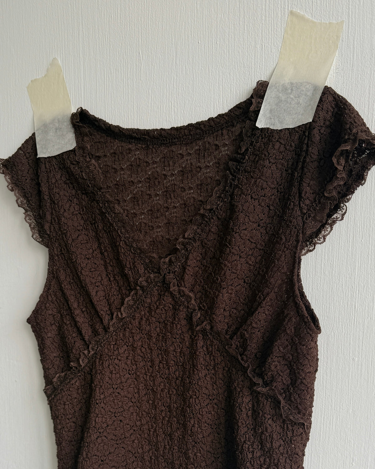 VT331 Vintage Lace Vest - Brown | White