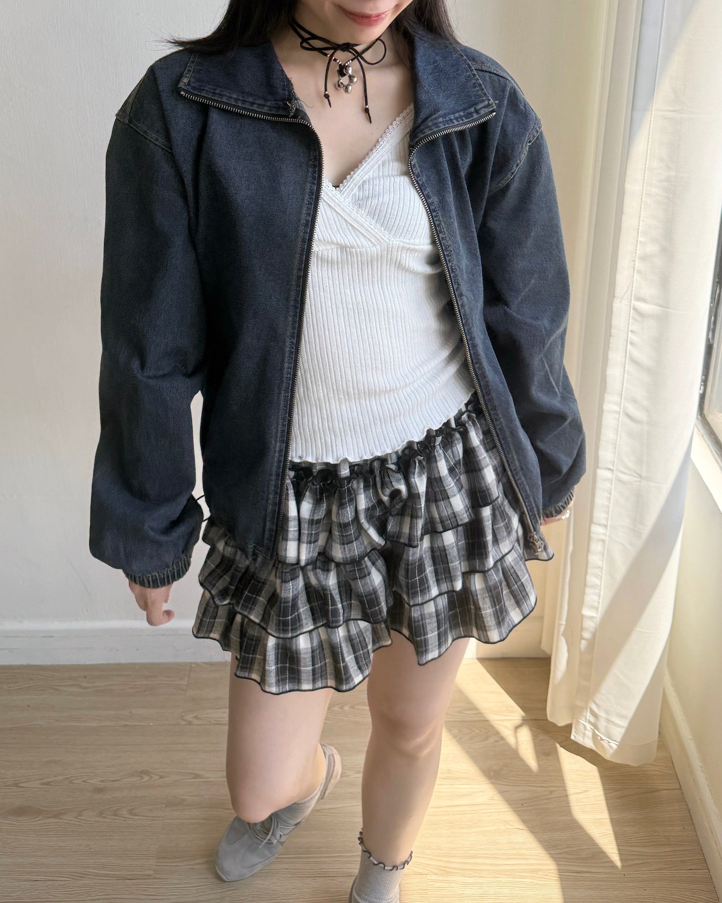 🍂早鳥限定優惠 JK040 Denim String Zip-up Jacket - Navy | Black