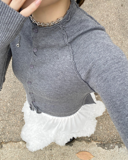 CD050 Irregular Cardigan - Gray | Black