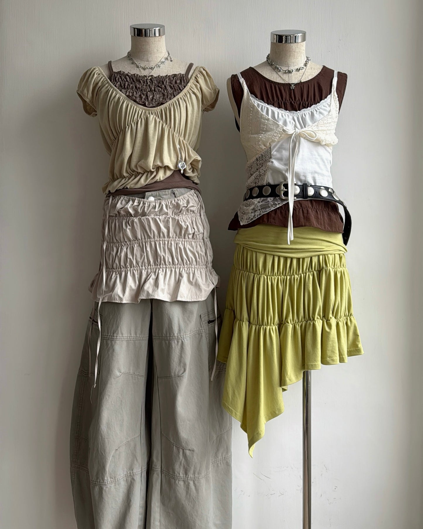 VT321 Lace Vest - Green | Brown | White