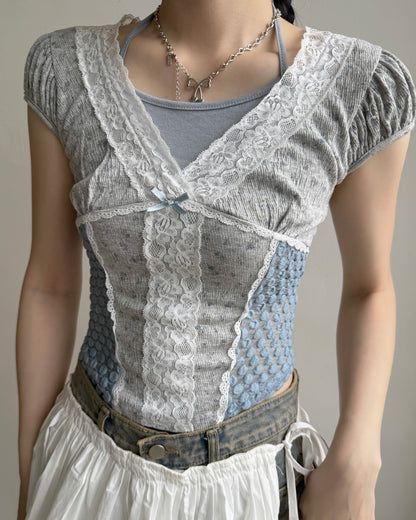 TP589 Floral Youyu TEE - Ivory | Gray