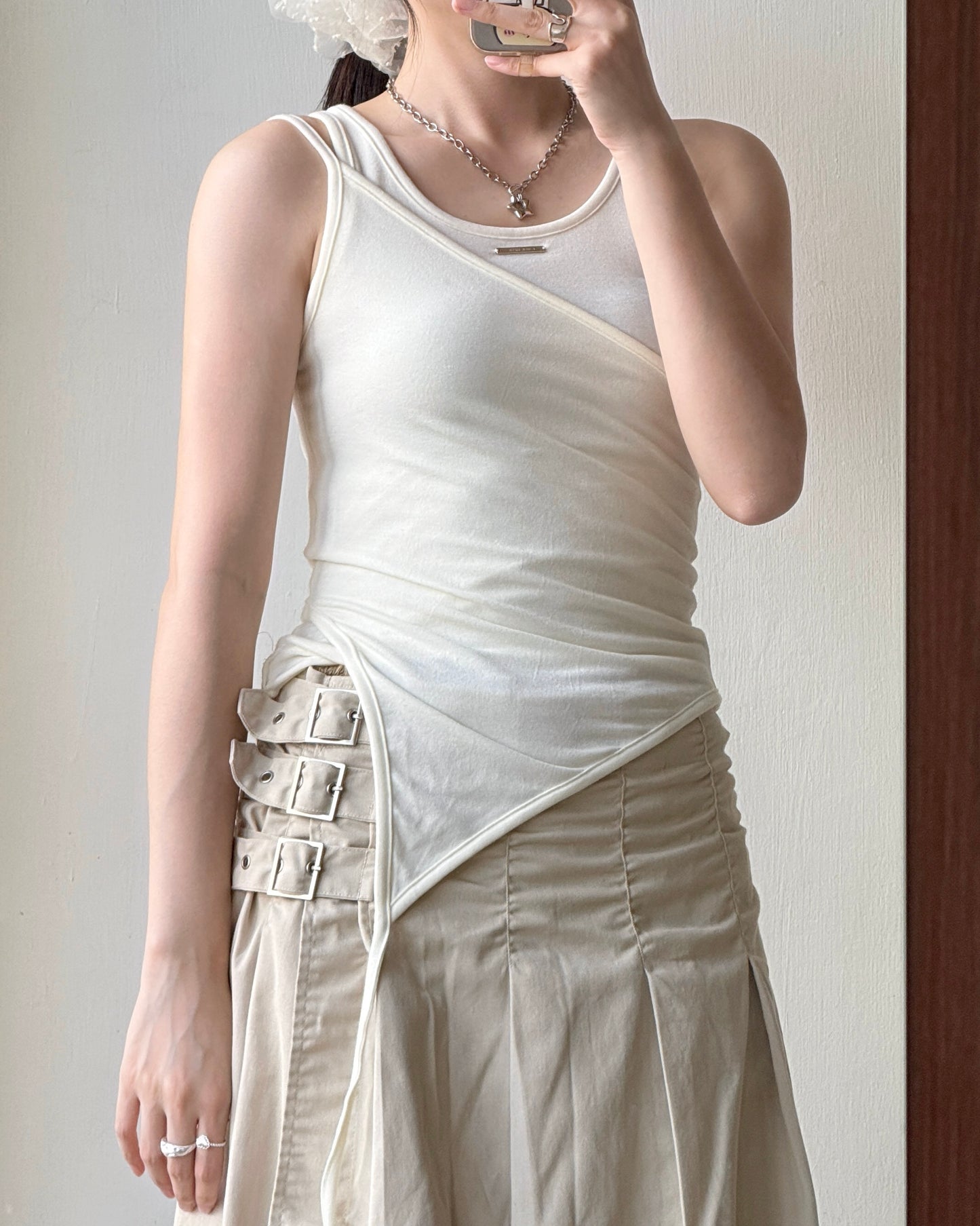 VT260 Layered Vest Set - White | Black | Pink