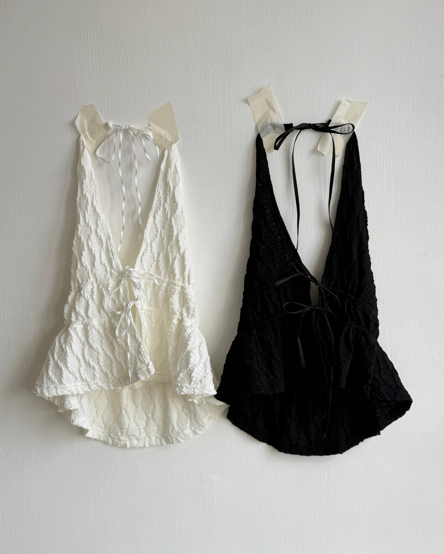 VT296 Half Halter Blouse - Ivory | Black