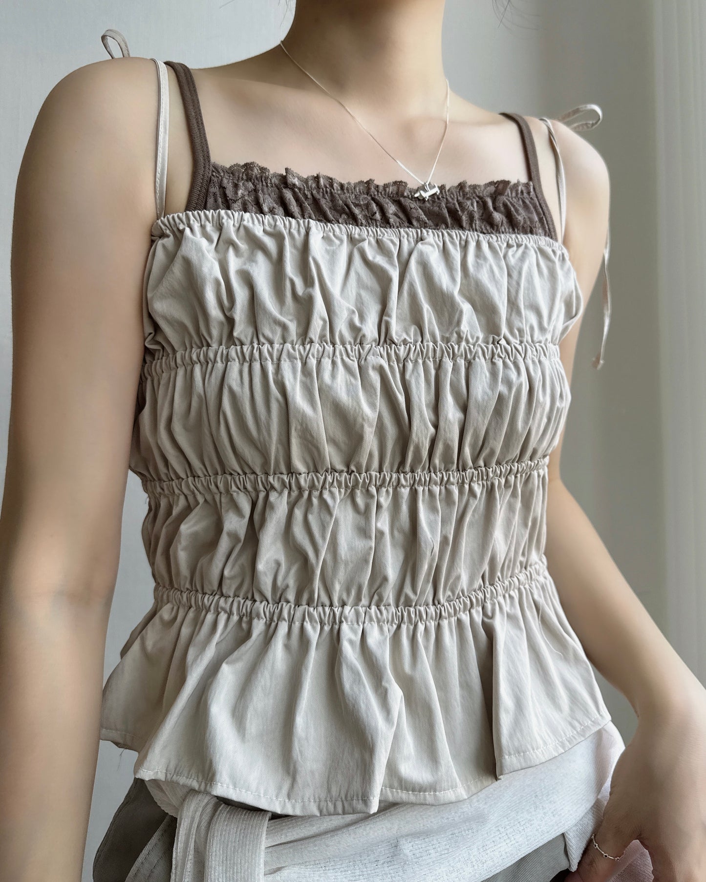 VT321 2way Shirred Layer Vest&Skirt - White | Black | Beige