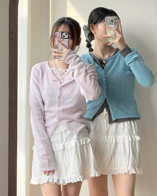 CD057 Alpaca Lily Cardigan - Purple | Turquoise | Gray