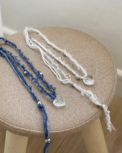 KA342 Heart Necklace - White | Navy