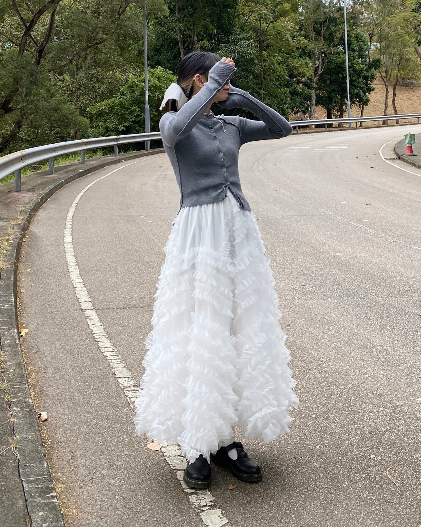 SK182 Bun Frill Skirt - White | Gray | Black