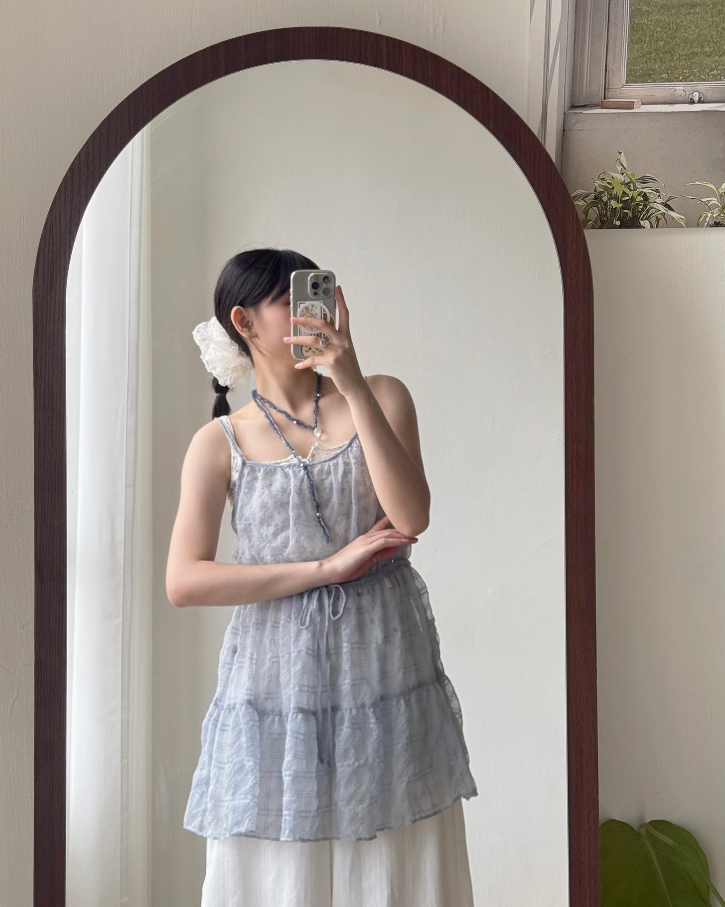 VT255 Check Sheer Vest - White | Black | Blue
