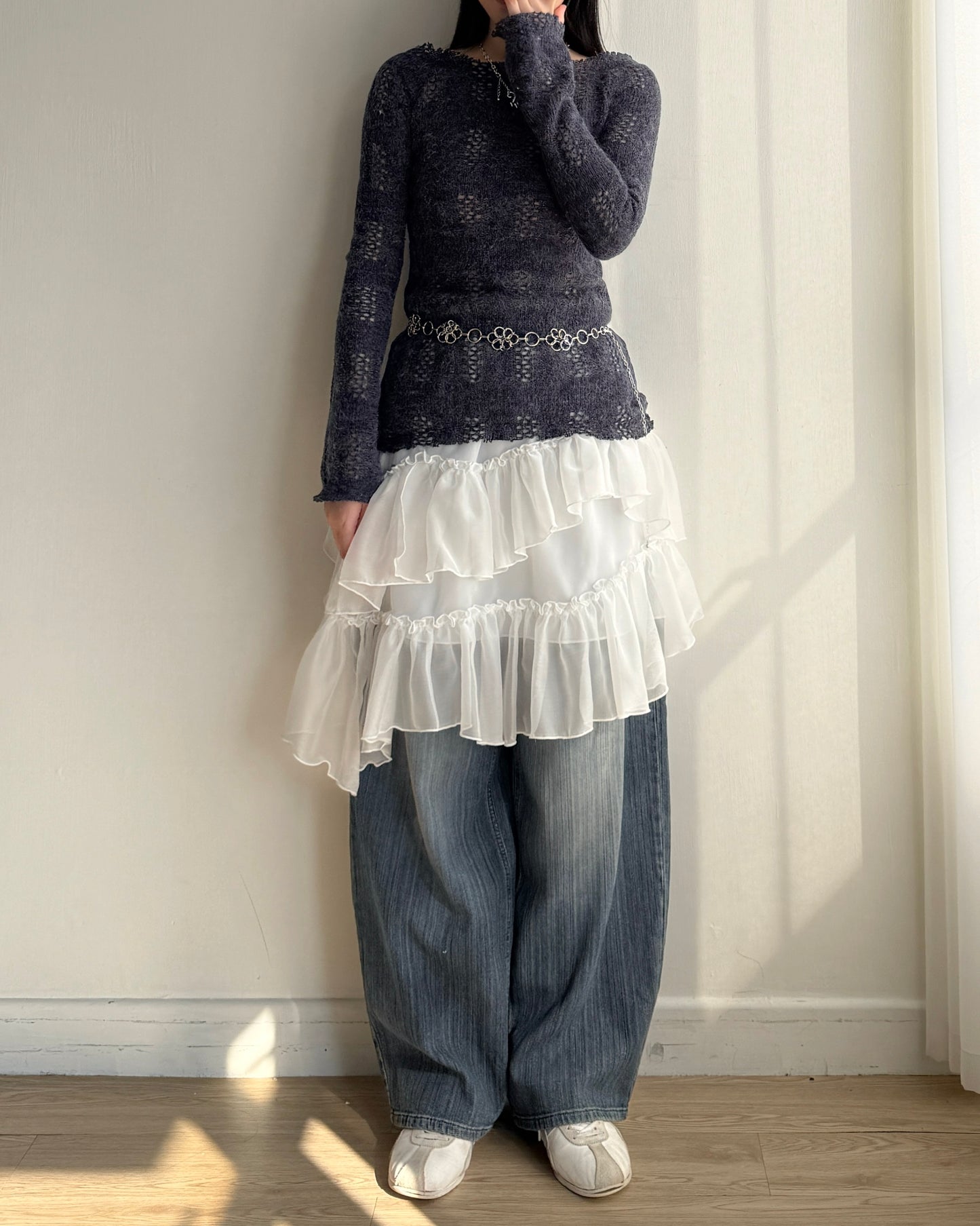 TP567 Ribbed Knit - Ivory | Navy