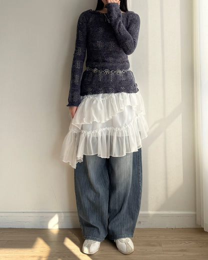 TP567 Ribbed Knit - Ivory | Navy