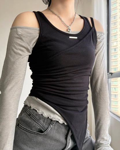 VT260 Layered Vest Set - White | Black | Pink