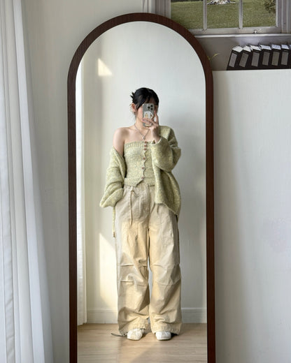 PT076 Ribbed Pants - Beige | Black