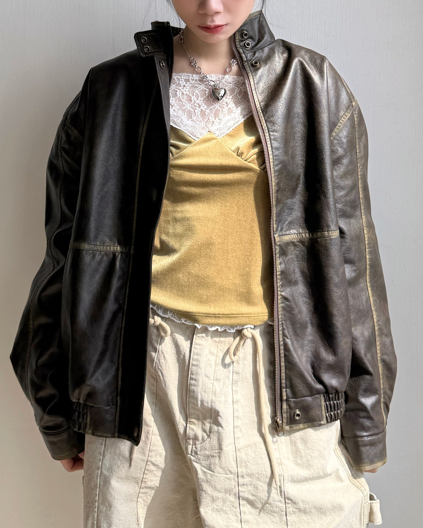 🐏早鳥限定優惠 JK042 Peer Leather Jacket - Dark Brown | Black