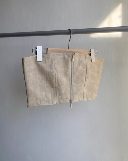 現貨 TP489 PU Leather Tube Top - Ivory
