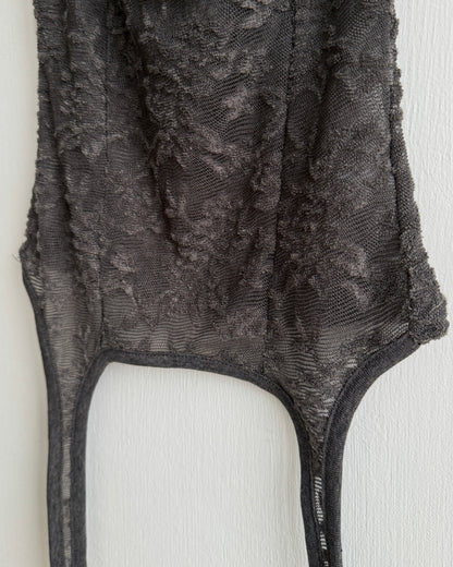 VT316 Lace Crop Top - Black | Charcoal | Ivory