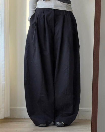PT086 Balloon Wide Pants - Ivory | Black