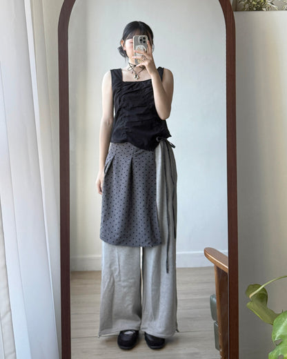 PT074 Polka Dot Warp Pants - Gray | Black