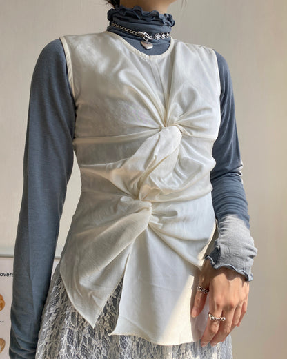 現貨 VT224 Knot Vest - White | Black
