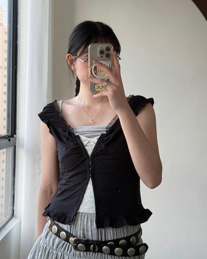 VT324 Frill Ruffle Vest - White | Black