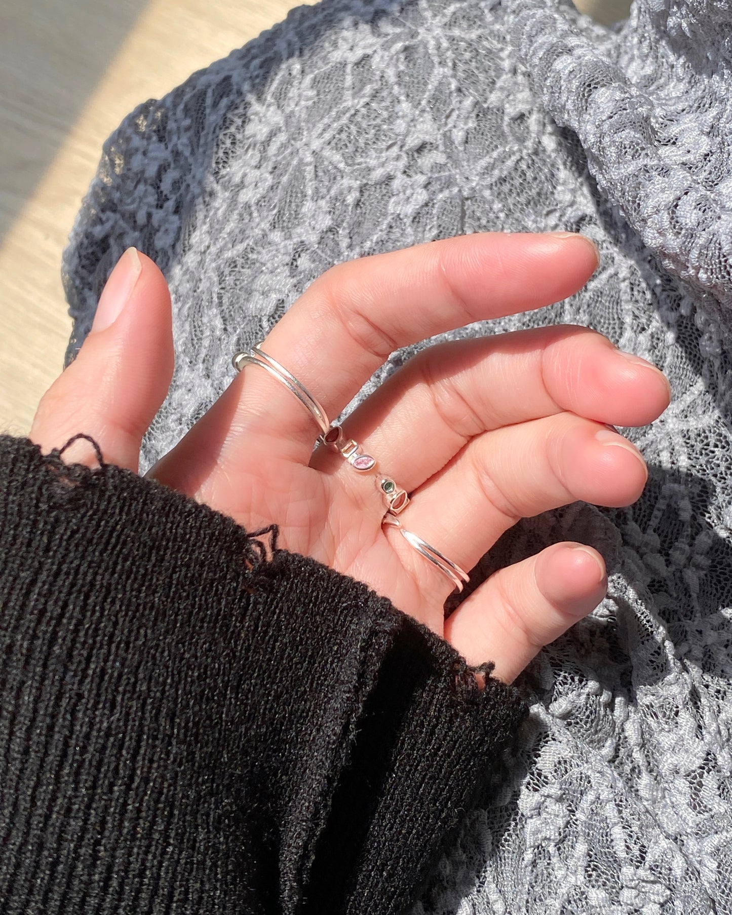 KA303 S925 Colour Glass Ring