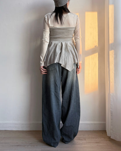 JN063 [ OOTJ ] Vintage Mid-Wash Wide Jeans