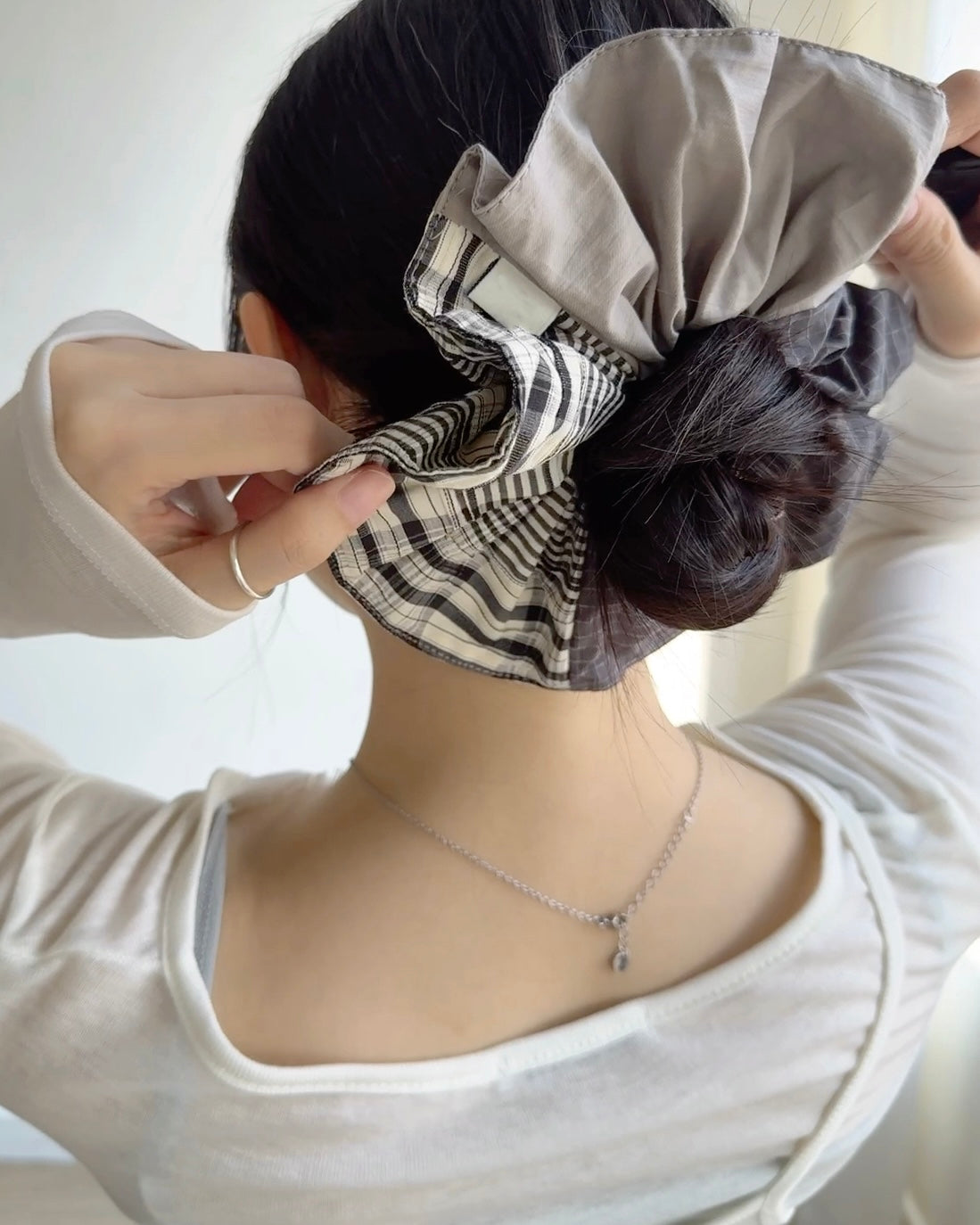 KA437 Plaid Mix Scrunchie