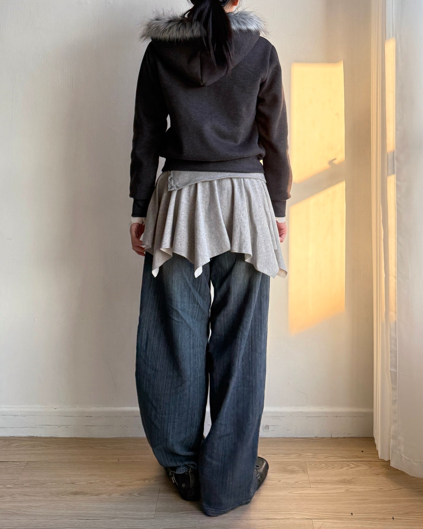 JK043 Trimmed Zip-up Jacket - Ivory | Gray